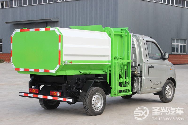 福田伽途3方側(cè)裝掛桶自卸式垃圾車(藍牌)
